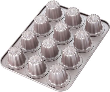 Форма для випікання канеле CHEFMADE, 12 отворів, антипригарна, для мафінів та кексів, шампань золото, для духовки