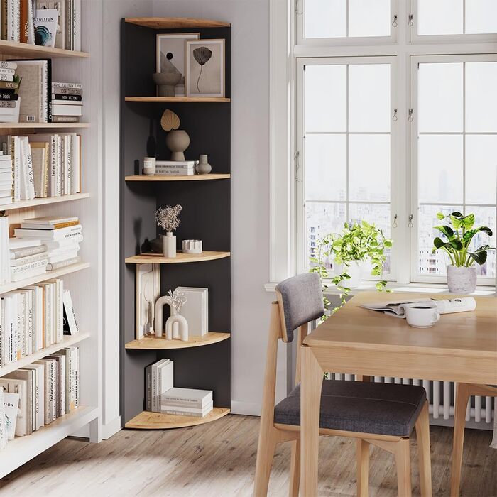 Кутова полиця Vicco Ecki, книжкова, біла/дуб золотий, 30x60 см (антрацит/дуб золотий, 180x40 см)