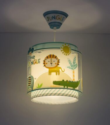 Дитяча підвісна лампа Dalber My Little Jungle із зображенням левів, слонів, жирафів і крокодила, кольорова