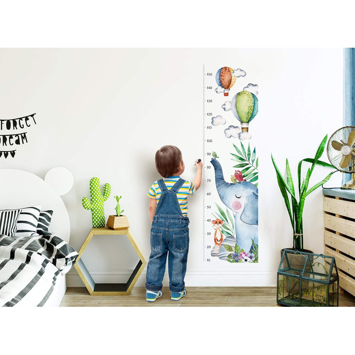 Декоративна мірна наклейка для дитячої кімнати Little Deco, 150 см – лісові тварини: олень, заєць, єнот, їжак. Стікер на стіну для дівчинки, декор для малюків, DL372 (Мотив 11)