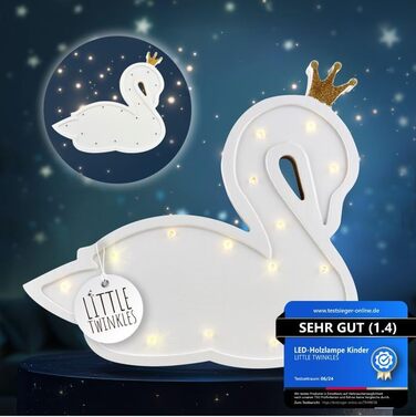 Дитячий нічник з соснового дерева Swan – диміруємий, з таймером, тепле світло, лампа для дитячої кімнати, декор та нічне світло для дітей