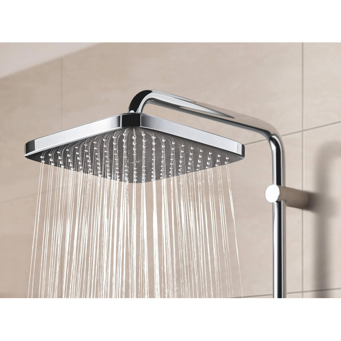 Душова лійка GROHE Vitalio Start 250, квадратна, хром, антивапняна система, водозберігаюча, довговічне покриття