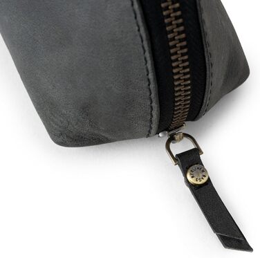 Косметичка з натуральної шкіри Berliner Bags Zoe, вінтажна, маленька, темно-сіра, органайзер для жінок і дівчат, пенал для косметики та аксесуарів