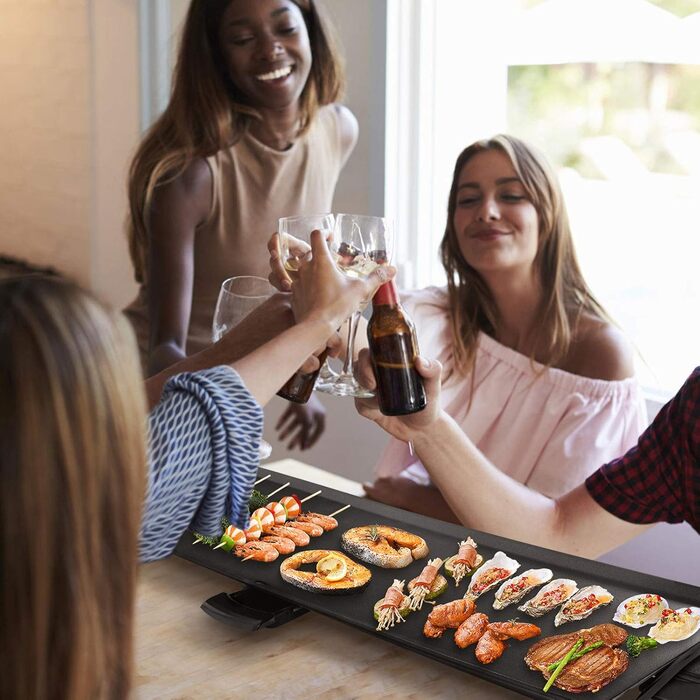 Електричний гриль GOPLUS 1800 Вт, антипригарна гриль-плита Teppanyaki, настільний гриль з регульованим термостатом і знімною жирозбірною чашею, велика поверхня для барбекю та вечірок, 90x23 см