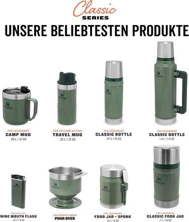 Термос Stanley Classic Legendary, нержавіюча сталь, 1 л, 24-32 год тримає тепло/холод, BPA Free, кришка-чашка, для напоїв, для подорожей