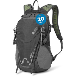 Туристичний рюкзак 20 л Active 20 Premium, з вентильованою спинкою, дощовиком і кріпленням для питної системи, 3D Air Mesh, сірої, для походів та міста