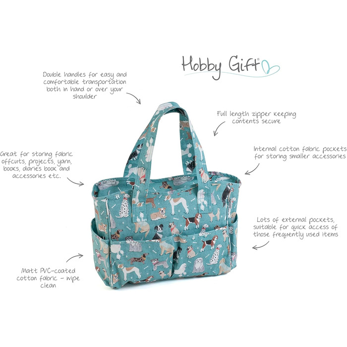 Сумка для рукоділля з бавовни Hobby Gift 13x36x31 см з малюнком собаки