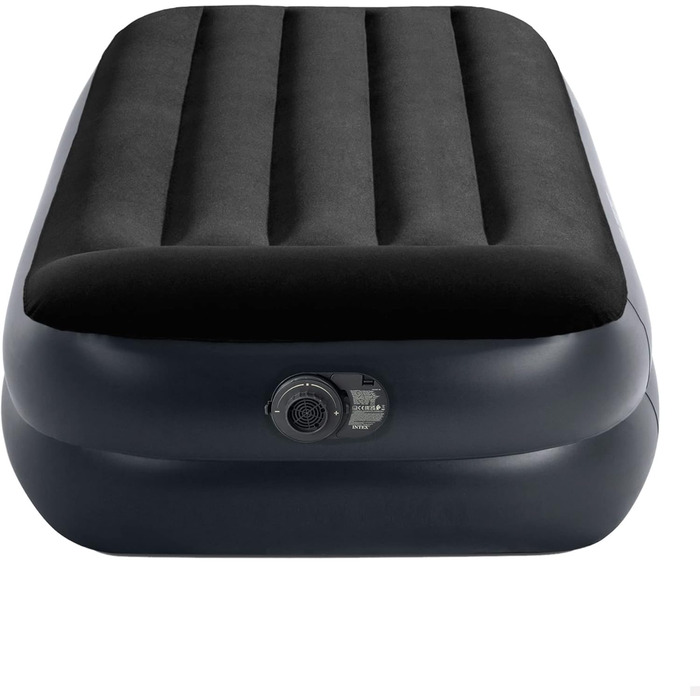 Надувне ліжко Intex Queen Pillow Rest Raised з технологією Fiber-Tech, чорний верх/синій низ, 64124 (Twin), для дорослих