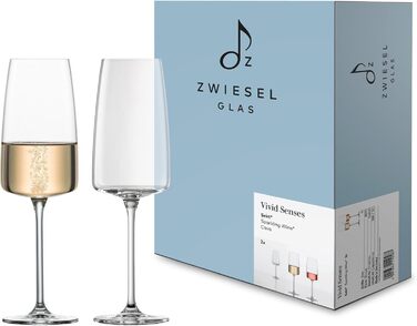 Келихи для ігристого вина Zwiesel Glas Vivid Senses, набір 2 шт., витончені кришталеві келихи з тритану, легкі та міцні, для шампанського, можна мити в посудомийній машині, вироблено в Німеччині