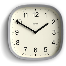 Квадратний ретро настінний годинник JONES CLOCKS Sprite з акрилу, м'ятний 25x25x5 см, сірий
