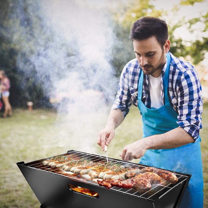 Портативний вугільний гриль moclever, складаний та компактний BBQ гриль з великою робочою поверхнею для кемпінгу, подорожей, саду та відпочинку на природі