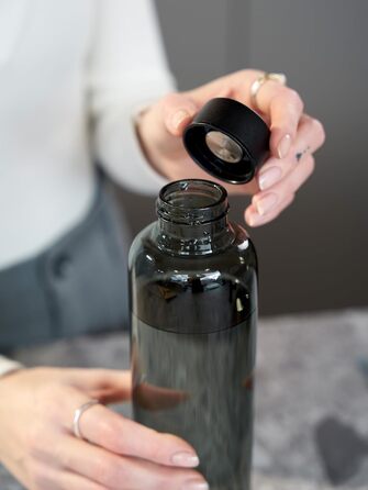 Скляна пляшка для води spottle 1 л, чорна, з металевою кришкою, для газованих напоїв, зручна та герметична, підходить для посудомийної машини