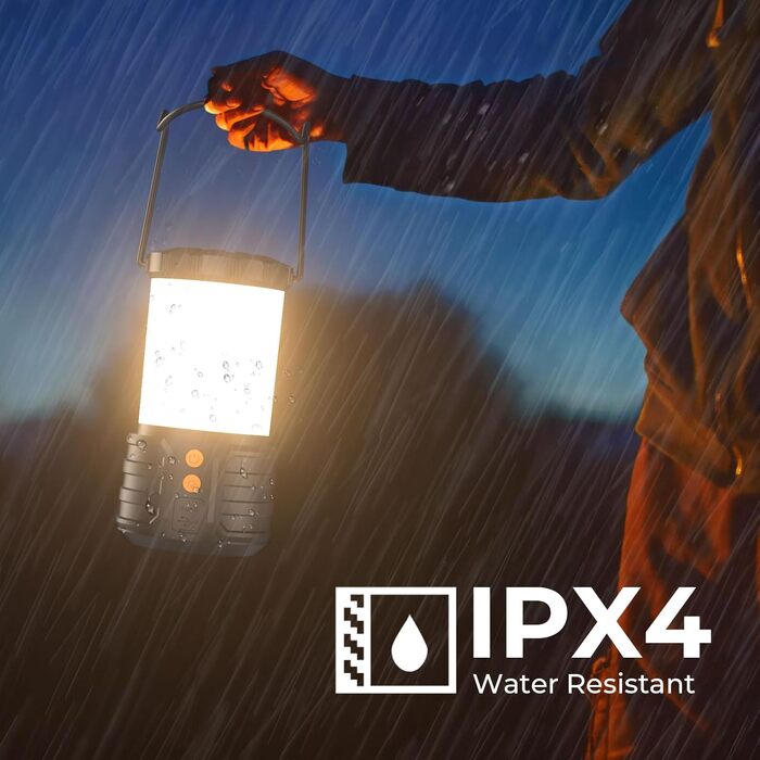 Набір з 2 LED кемпінгових ліхтарів 5000mAh, водонепроникних, з акумулятором, 3 кольори, портативні ліхтарики для намету, будинку, аварійного освітлення