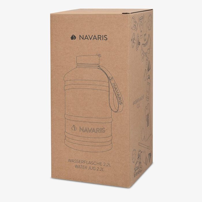 Navaris Фітнес пляшка для води 2,2 л з нержавіючої сталі, спорт пляшка XXL для тренувань, BPA Free, бордова