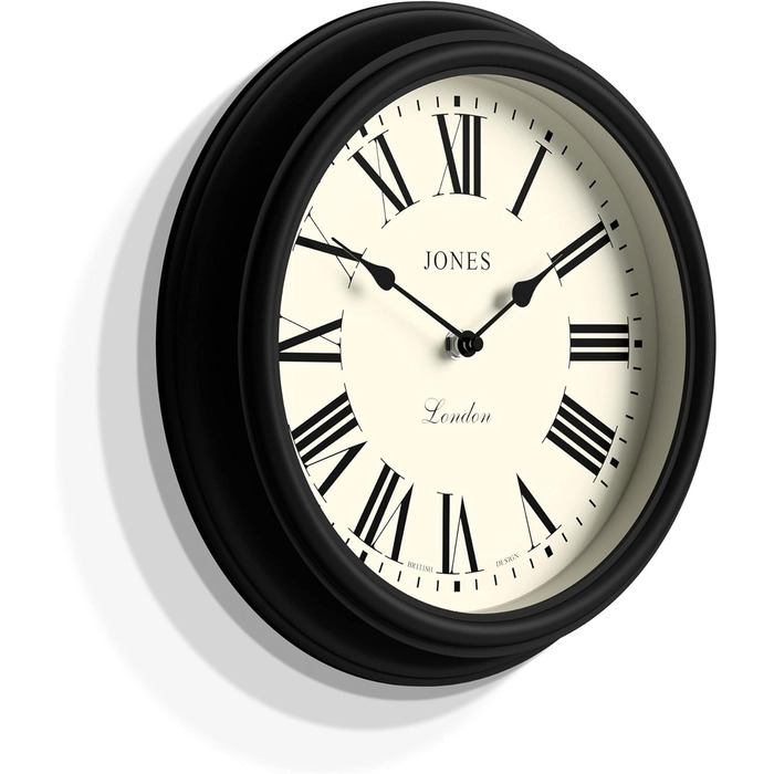 Настінний годинник Jones Clocks 30 см, класичний круглий, зелений, римські цифри, традиційний дизайн для кухні, вітальні чи спальні