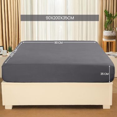 Комплект з 6 простирадл на резинці Utopia Bedding 90x200 см, сірі, мікрофібра, глибока кишеня 35 см