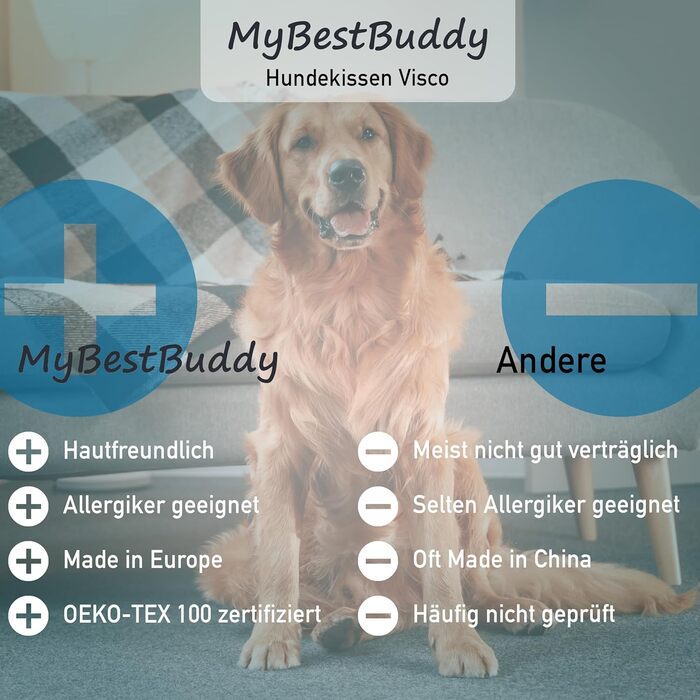 Лежак для собак MyBestBuddy Visco, сірий, 70x50 см, ортопедичний, з POSO-Cord тканиною, в'язкопружна піна, знімний чохол, праний при 40°C, для малих порід