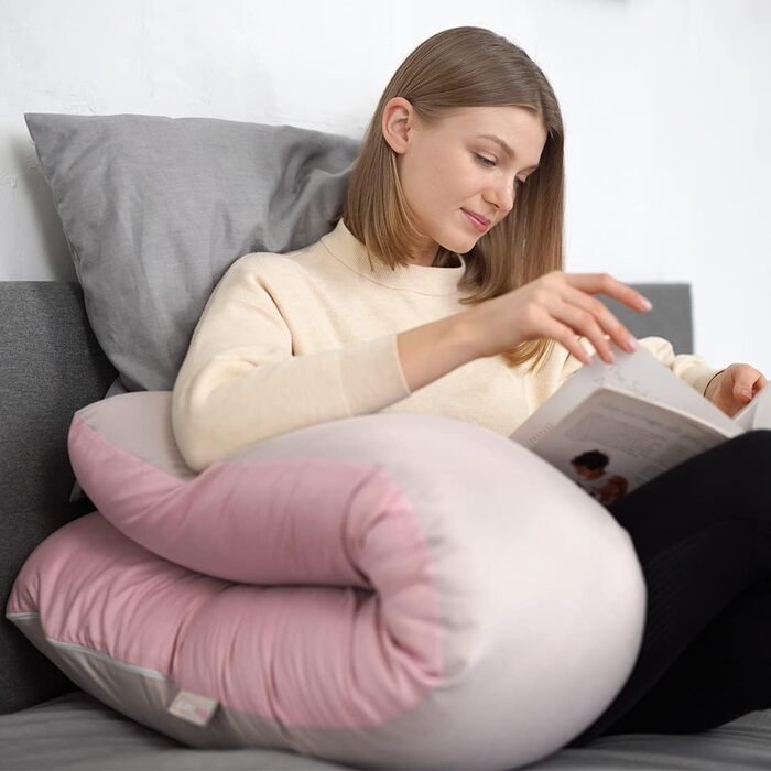 Подушка для вагітних sei Design XXL – ортопедична подушка для сну на боці, з наволочкою, підтримка для стегон, спини, живота та колін, комфортне положення для вагітних, подушка для годування та сну