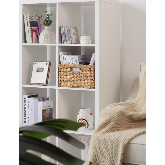 Кошик для зберігання StorageWorks з водяної гіацинти 42x33x19 см, плетений прямокутний кошик з подвійними ручками, натуральний