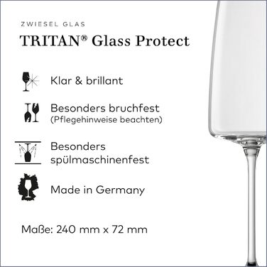 Келихи для ігристого вина Zwiesel Glas Vivid Senses, набір 2 шт., витончені кришталеві келихи з тритану, легкі та міцні, для шампанського, можна мити в посудомийній машині, вироблено в Німеччині