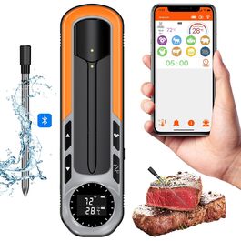 Розумний бездротовий термометр для м'яса з Bluetooth, дисплеєм, стійкістю до 275℃, цифровий кухонний термометр для духовки, гриля та шашлика