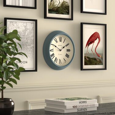 Настінний годинник JONES CLOCKS, класичний круглий, 30 см, зелений, римські цифри, традиційний дизайн для кухні, вітальні чи спальні