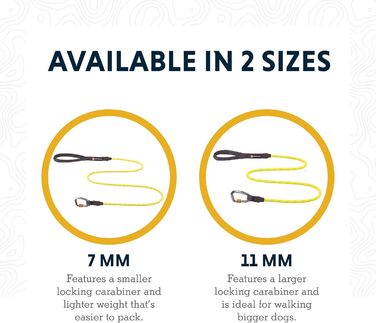 RUFFWEAR Knot-a-Leash — світловідбивний повідок для собак з каната з карабіном, 1,5 м, 7 мм, чорний обсидіан, розмір S, плетіння зелений