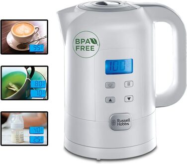 Електрочайник Russell Hobbs з регулюванням температури, LCD-дисплеєм, 1,7 л, 2200 Вт, для дитячого харчування, підтримка тепла, модель 21150-70