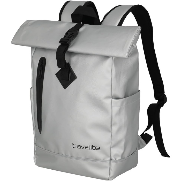Водонепроникний рюкзак Travelite Rolltop для велосипеда та відпочинку, 19 л, сріблястий, з відбивачами