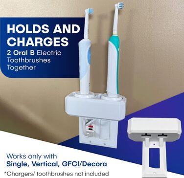 Електричний тримач для зубних щіток Oral-B, настінний, 2 зарядні пристрої, вертикальний стандарт GFCI/Decora