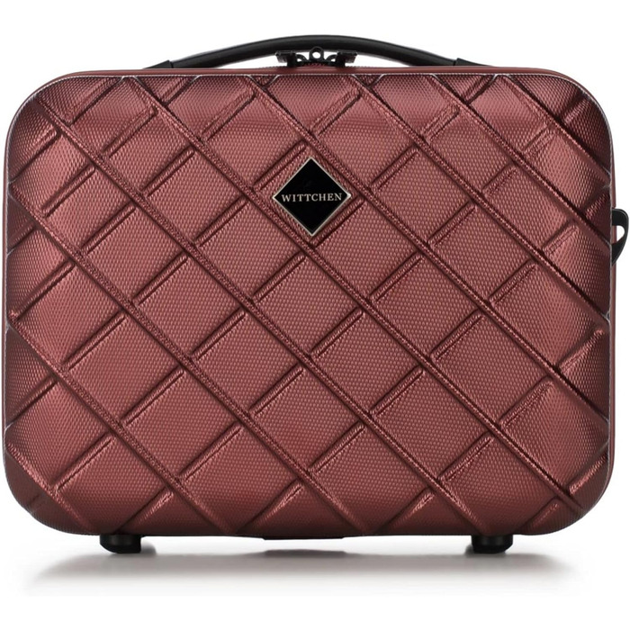 Валіза WITTCHEN Classic лінія M, бордова, жорсткий ABS, 4 колеса, кодовий замок, телескопічна ручка, ручна поклажа, косметичка