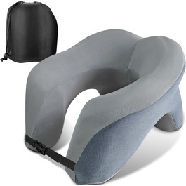 Ортопедична подушка для шиї Yeelan з піни Memory Foam, U-подібна дорожня подушка для дорослих, універсальна для літака, дому, офісу та кемпінгу, сіра