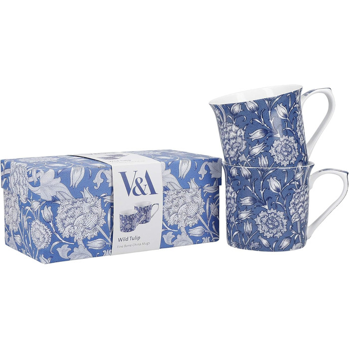 Набір з 2-х чашок з тонкої кістяної порцеляни V&A William Morris Wild Tulip, 230 мл