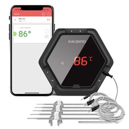 М'ясний термометр Inkbird IBT-26S з Bluetooth 5.1 та Wi-Fi, 4 температурні щупи, магнітне кріплення, USB-зарядка, для гриля, духовки, BBQ, коптильні
