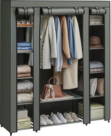SONGMICS текстильна шафа для одягу з полицями і вішаком, салатовий, 150x45x175 см, для спальні та гардеробної