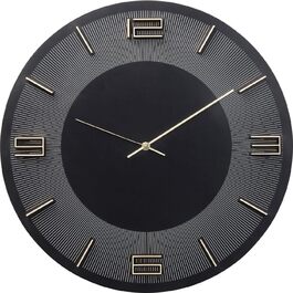 Настінний годинник Kare Design Leonardo, чорний/золотий, 49 см, алюмінієвий, сучасний, круглий, для вітальні, спальні, офісу