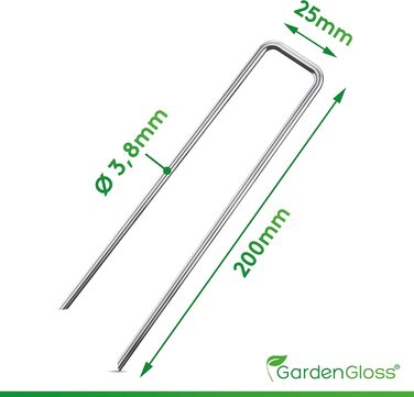 GardenGloss® антикорозійні сталеві анкери для твердого ґрунту, 200 мм, 25 мм, Ø 3.8 мм