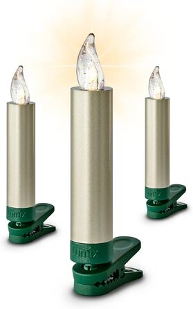 Бездротові LED ялинкові свічки Lumix Superlight Mini, 12 шт, металік, з ІЧ-пультом, кашемір