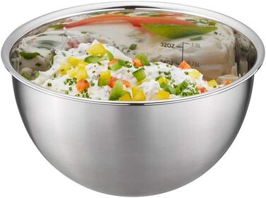 Набір мисок GEFU MONDI з кришками 1л, 2,5л, 4,5л – сталеві сервірувальні, для салату та змішування, з пластиковими кришками, штабельовані