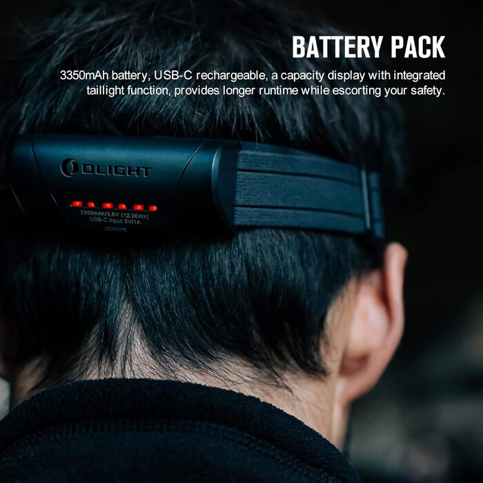 Налобний ліхтар OLIGHT Array 2 Pro з LED, жестовим сенсором, 1500 лм, 150 м, USB-C, акумуляторний, 3 режими з червоним світлом, 60° регулювання, міні-ліхтар, SOS-модуль
