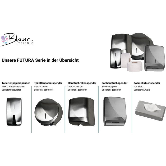 Диспенсер для косметичних та вологих серветок Blanc HYGIENIC Futura, настінний, пластиковий, 100 аркушів, білий