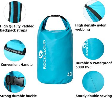 Водонепроникний мішок Dry Bag 30 л для каякінгу, рафтингу, човна, пляжу, серфінгу, купання, каное, кемпінгу, риболовлі, лиж, чорний