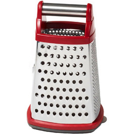 Тертка KitchenAid KN300OSERA Gourmet 4-стороння, з нержавіючої сталі, з контейнером на 3 чашки, мірними позначками, для дрібного, середнього та крупного натирання, підходить для посудомийної машини, Empire