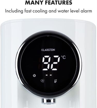 Диспенсер гарячої води Klarstein Hot Spring Plus, 5 л, LCD, 45–95°C, нерж. сталь, захист від перегріву, дитячий замок, білий