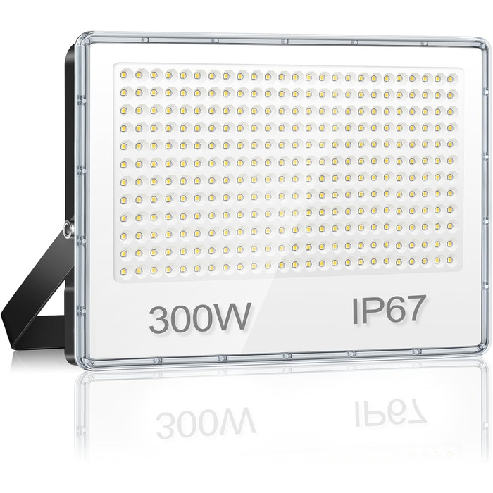 Світлодіодний прожектор для вулиці 300W, 30000LM, IP67, 7000K холодне світло, надяскравий LED-прожектор для складу, саду, гаража, двору, фабрики, паркінгу