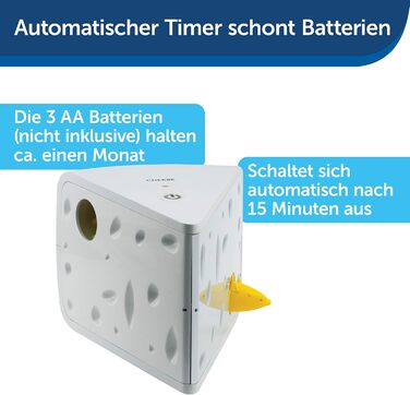 Інтерактивна іграшка для котів PetSafe Cheese з таймером, працює на 3 AA батарейках