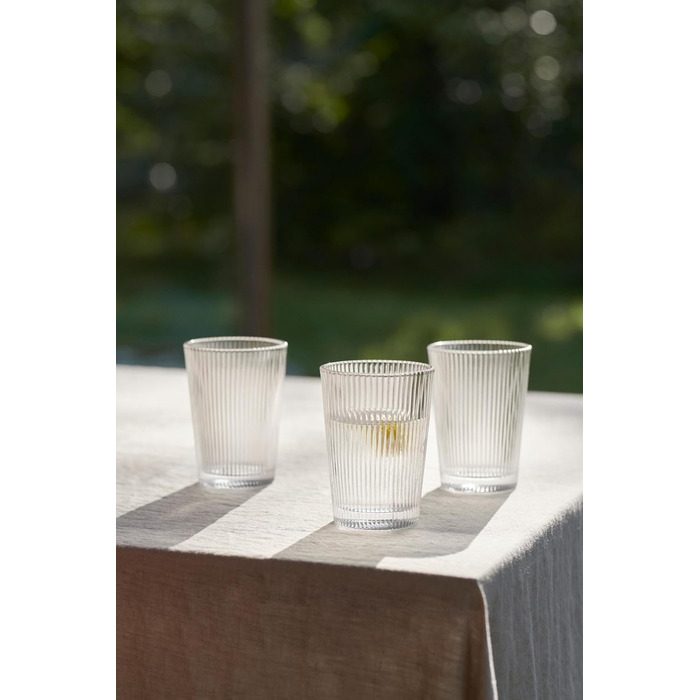 Склянки Stelton Pilastro 240 мл – ребристі, набір 6 шт, для гарячих і холодних напоїв, складані, скло, можна мити в посудомийній машині