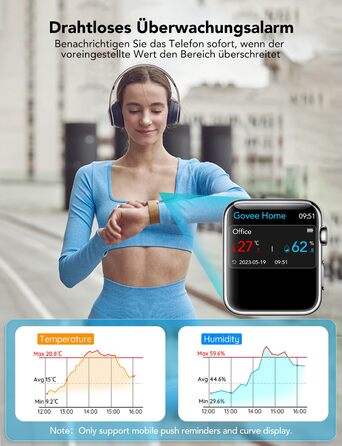 Цифровий термогігрометр GoveeLife WLAN для дому, з додатком, вимірювач температури та вологості, дистанційне керування, зберігання даних, для спальні та винного погребу