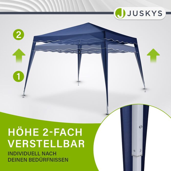Складаний павільйон Juskys Vivara 3x3 м, регульований, UV50+, водовідштовхувальний, з сумкою, для саду, блакитний
