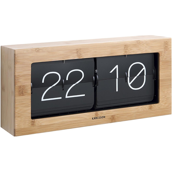 Годинник Karlsson Flip XL настільний і настінний, бамбук, 17,5×37×9 см